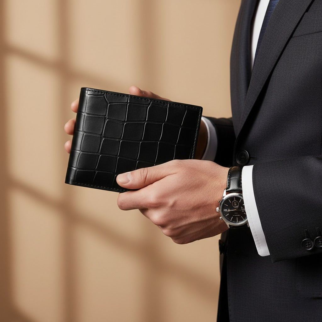 Black Wallet – Croco Leather